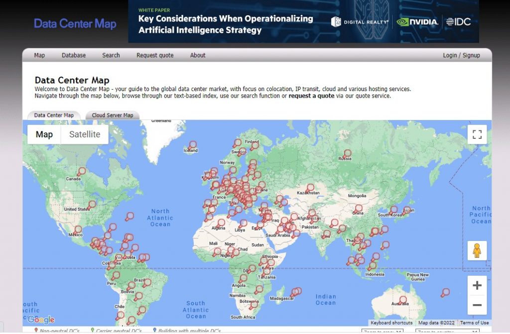Datacentermap Webstie