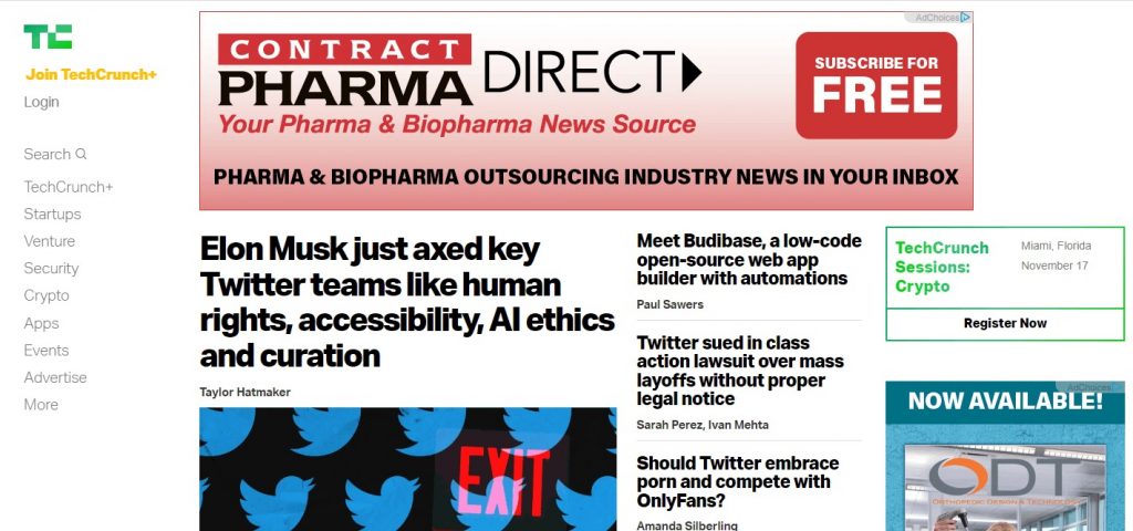 Techcrunch website