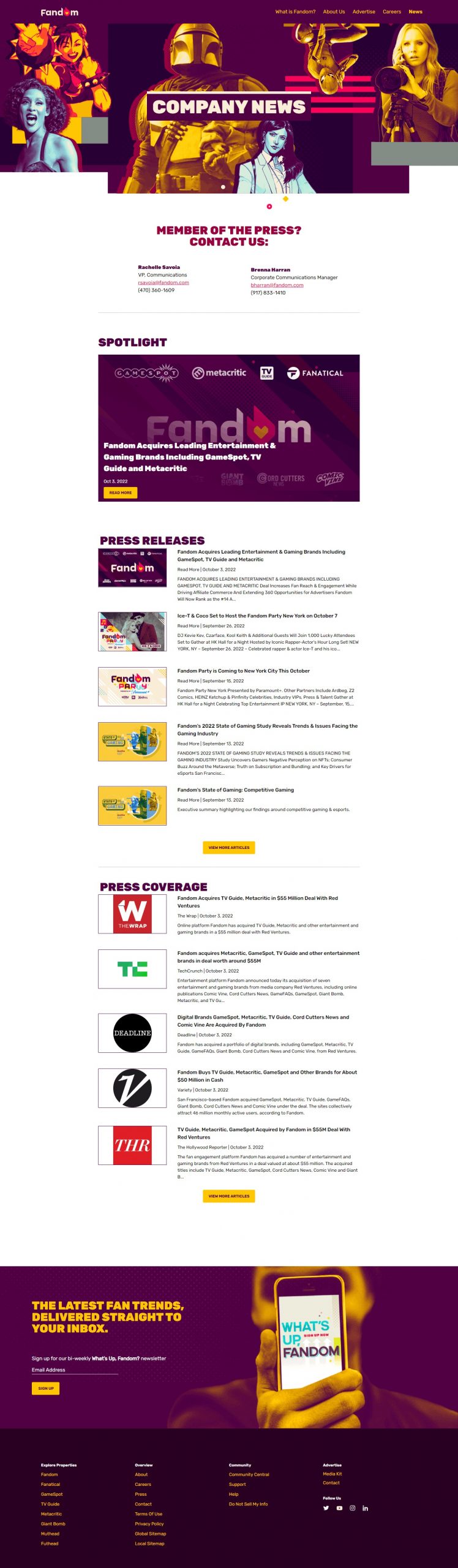 Fandom Website Development​