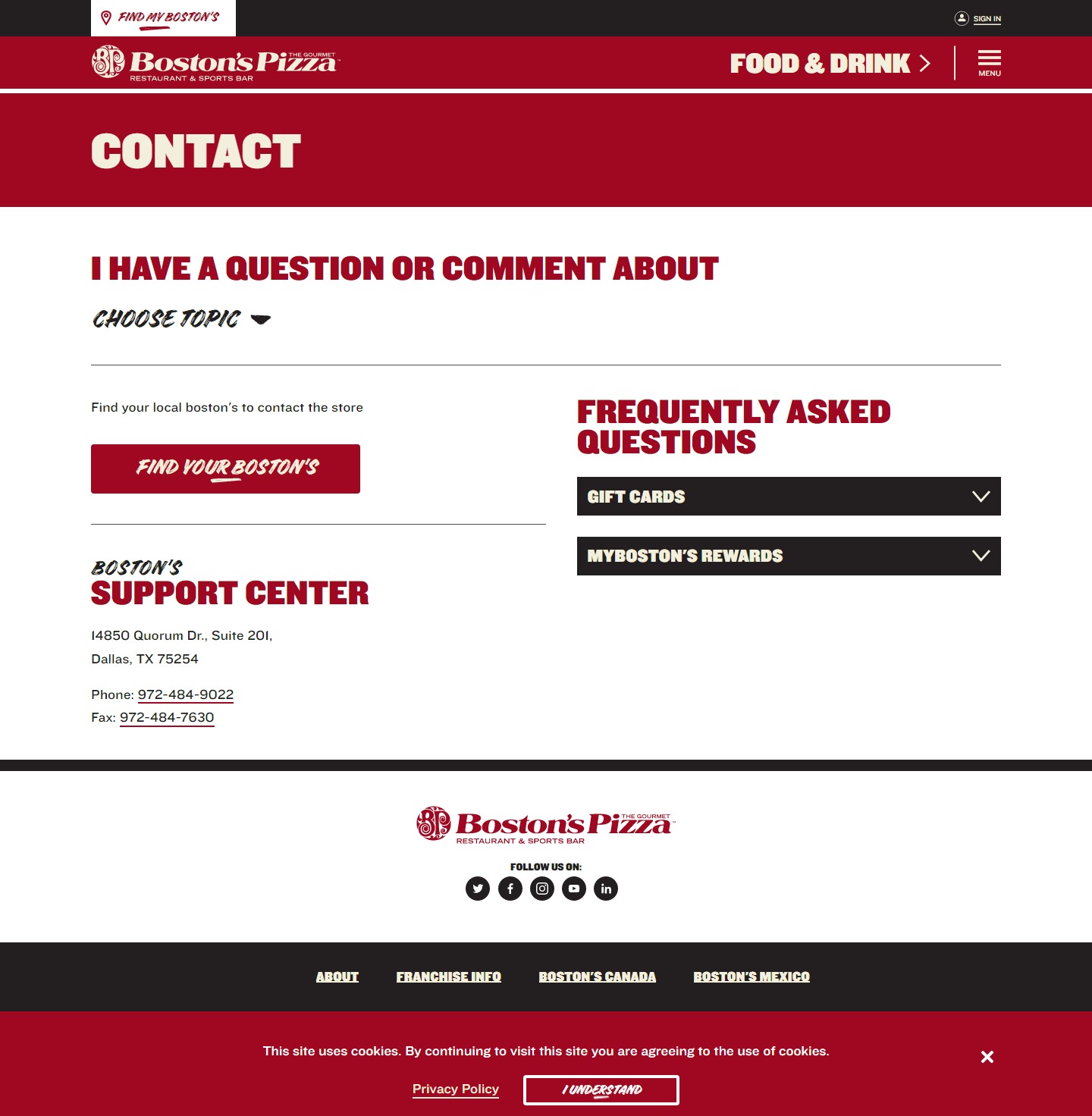 Boston Pizza Website Development​