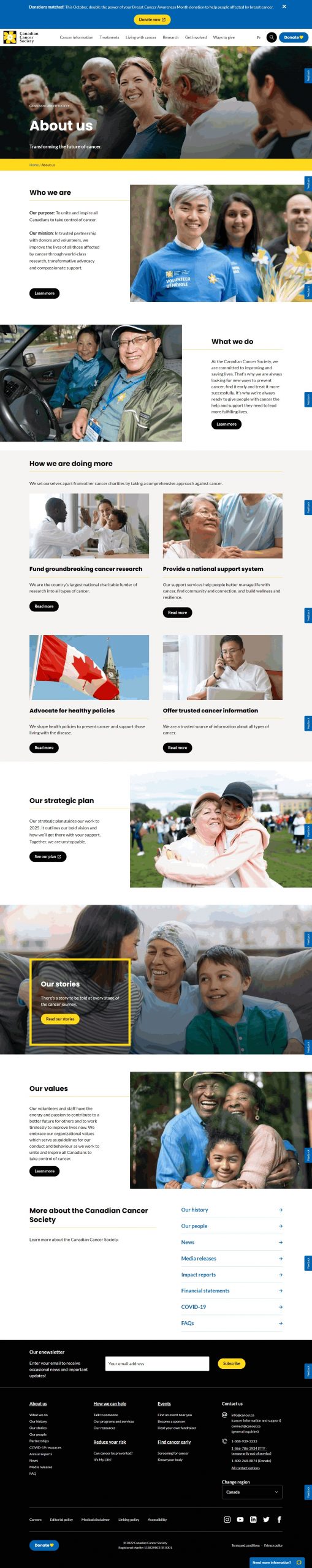 Canadian Cancer Society Website Development​