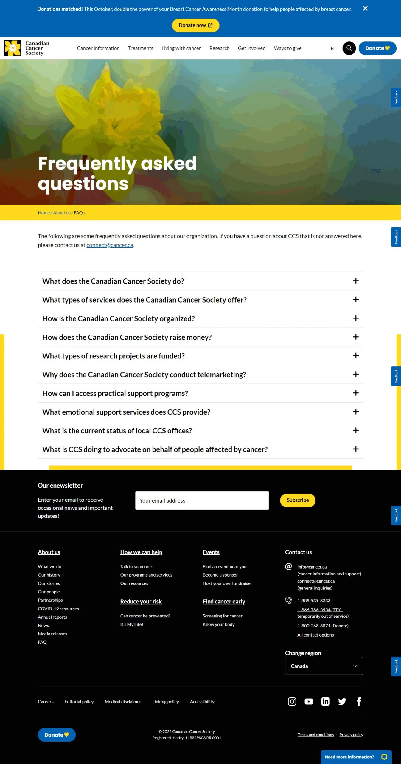 Canadian Cancer Society Website Development​