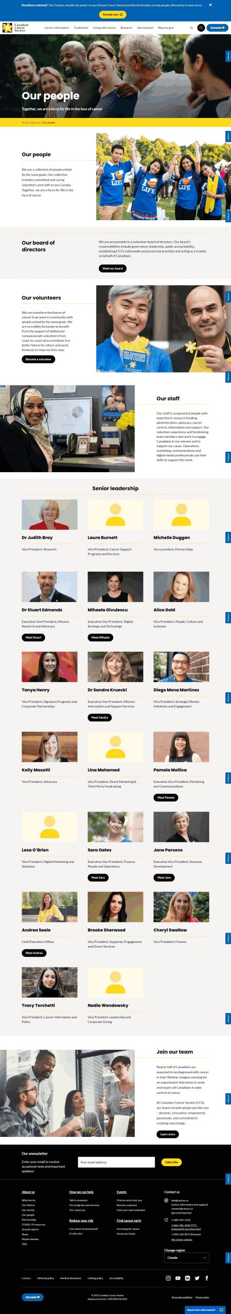 Canadian Cancer Society Website Development​