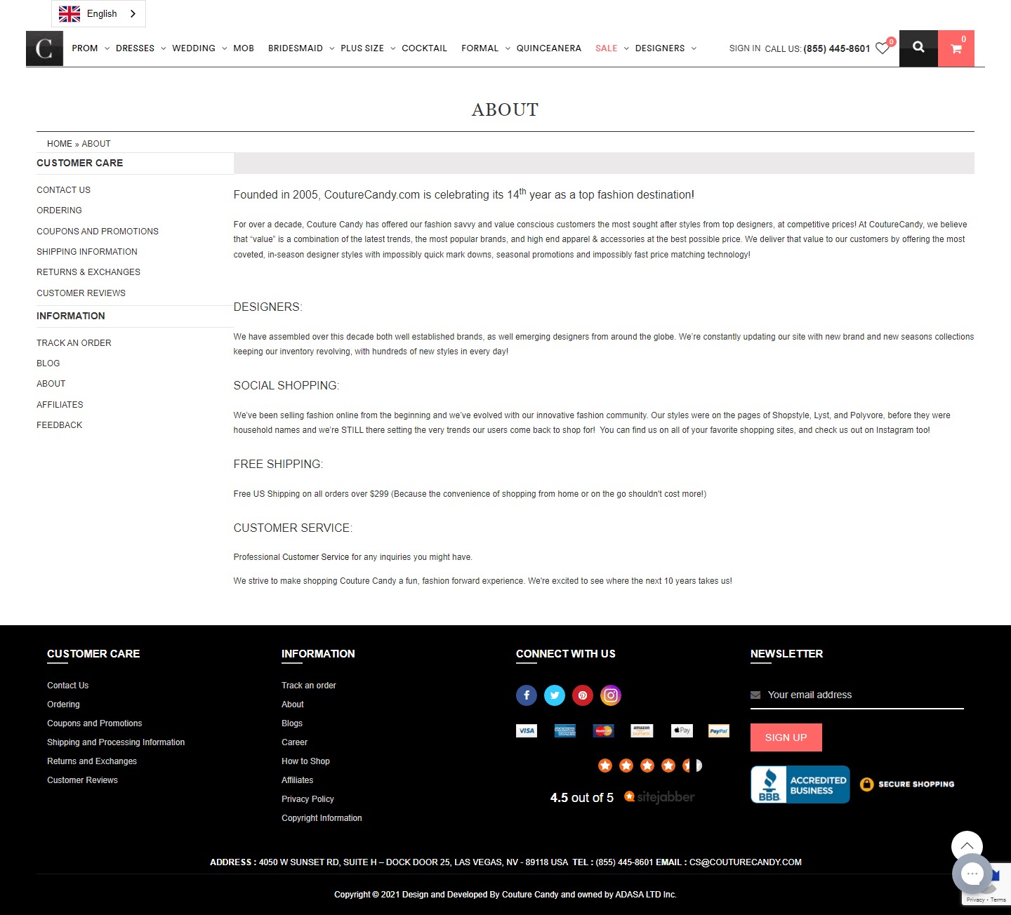 Couture Candy website Search Engine Optimization