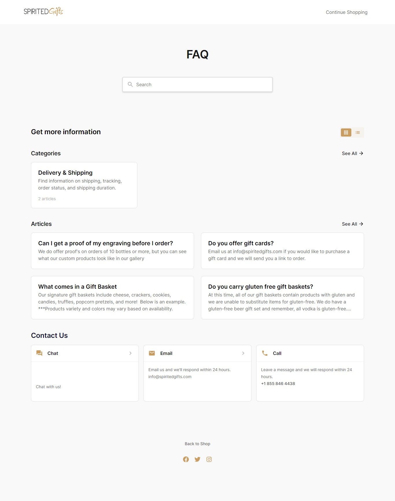 Spirited Gifts Website Copy and Content Writing​