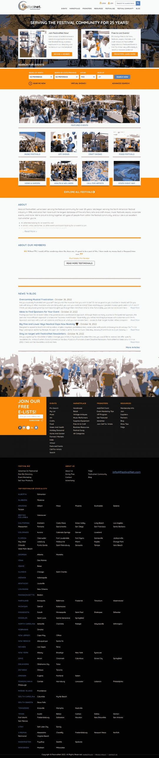 Festival Net website Search Engine Optimization