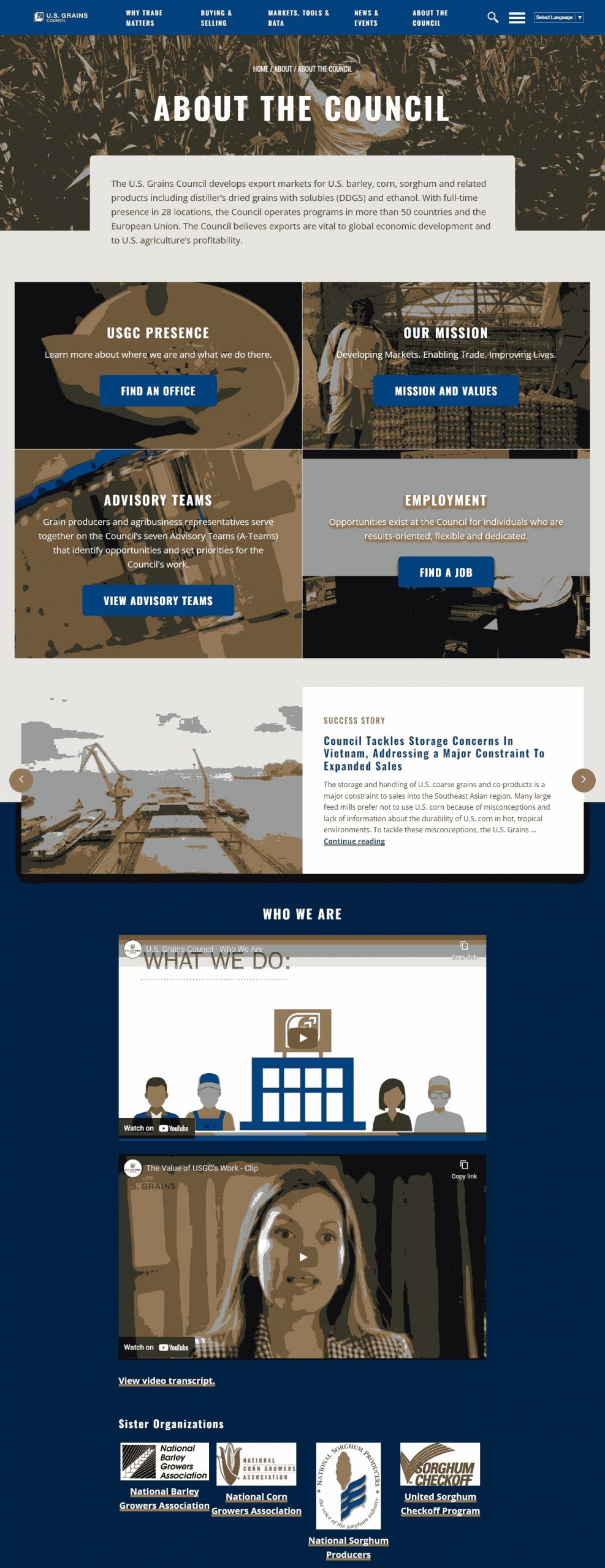 U.S.Grains Council Website Development​