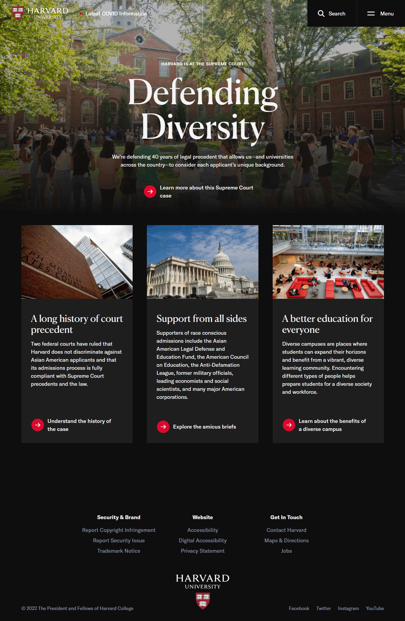 Harvard University Website Design