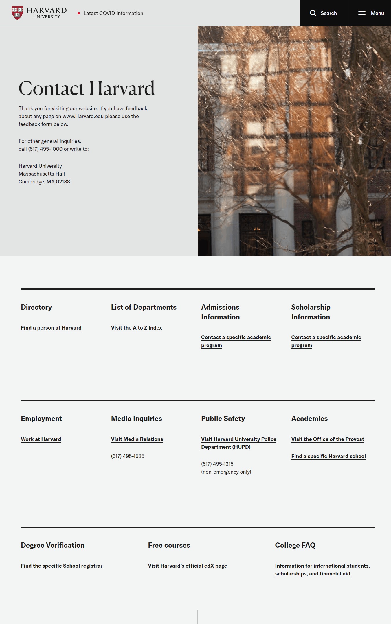 Harvard University Website Design