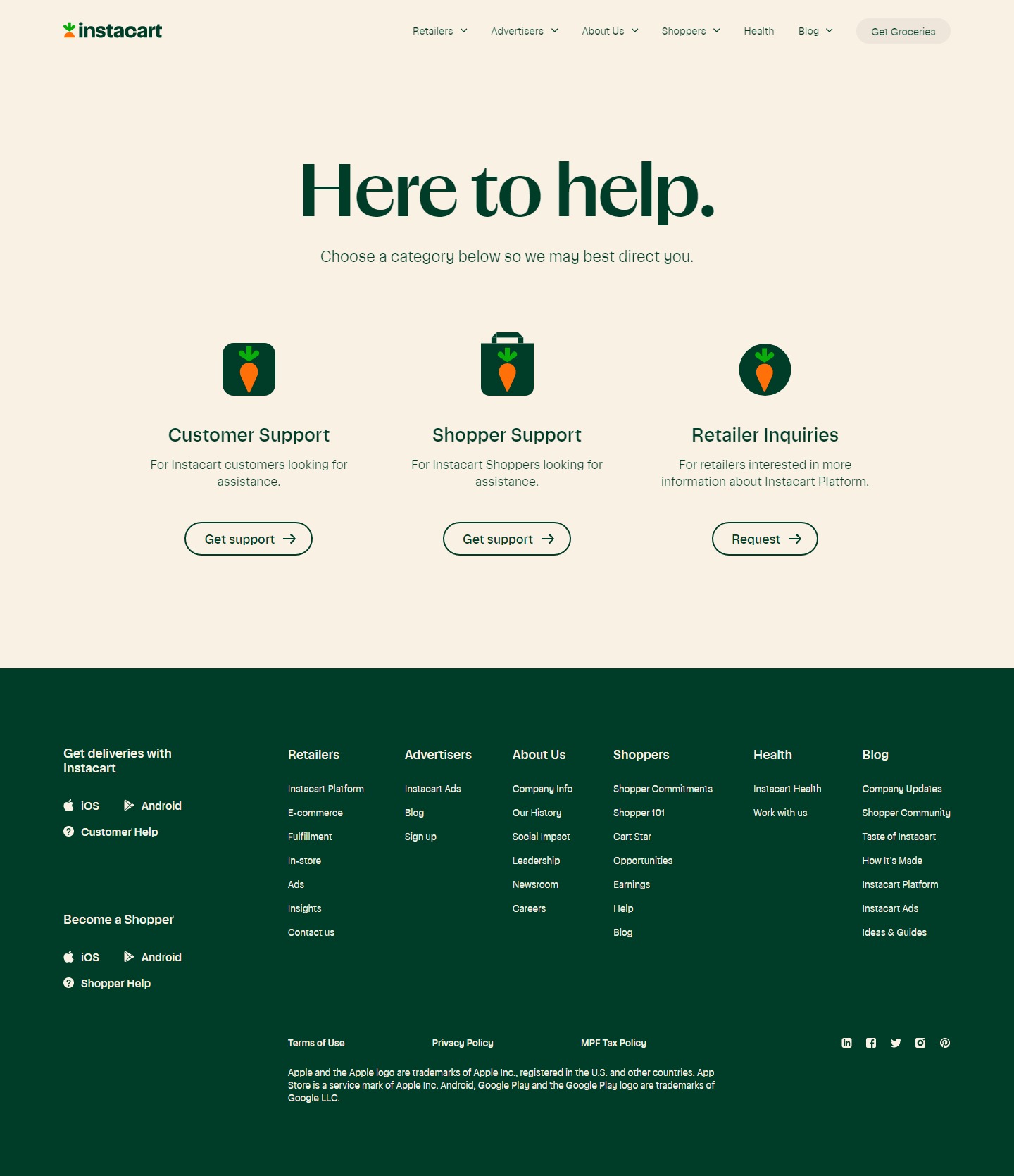 Instacart website Search Engine Optimization​