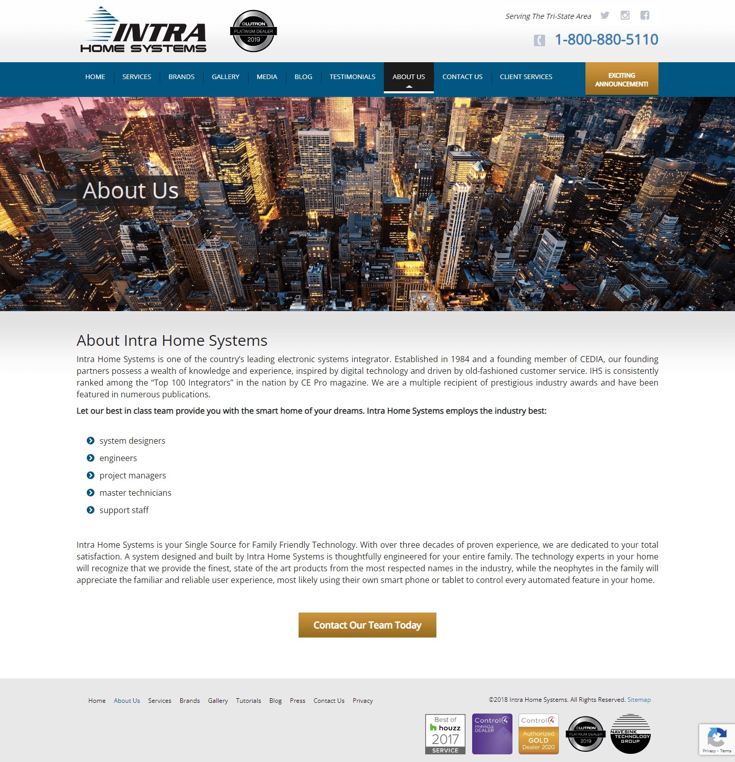 Intra Home Systems website Search Engine Optimization​