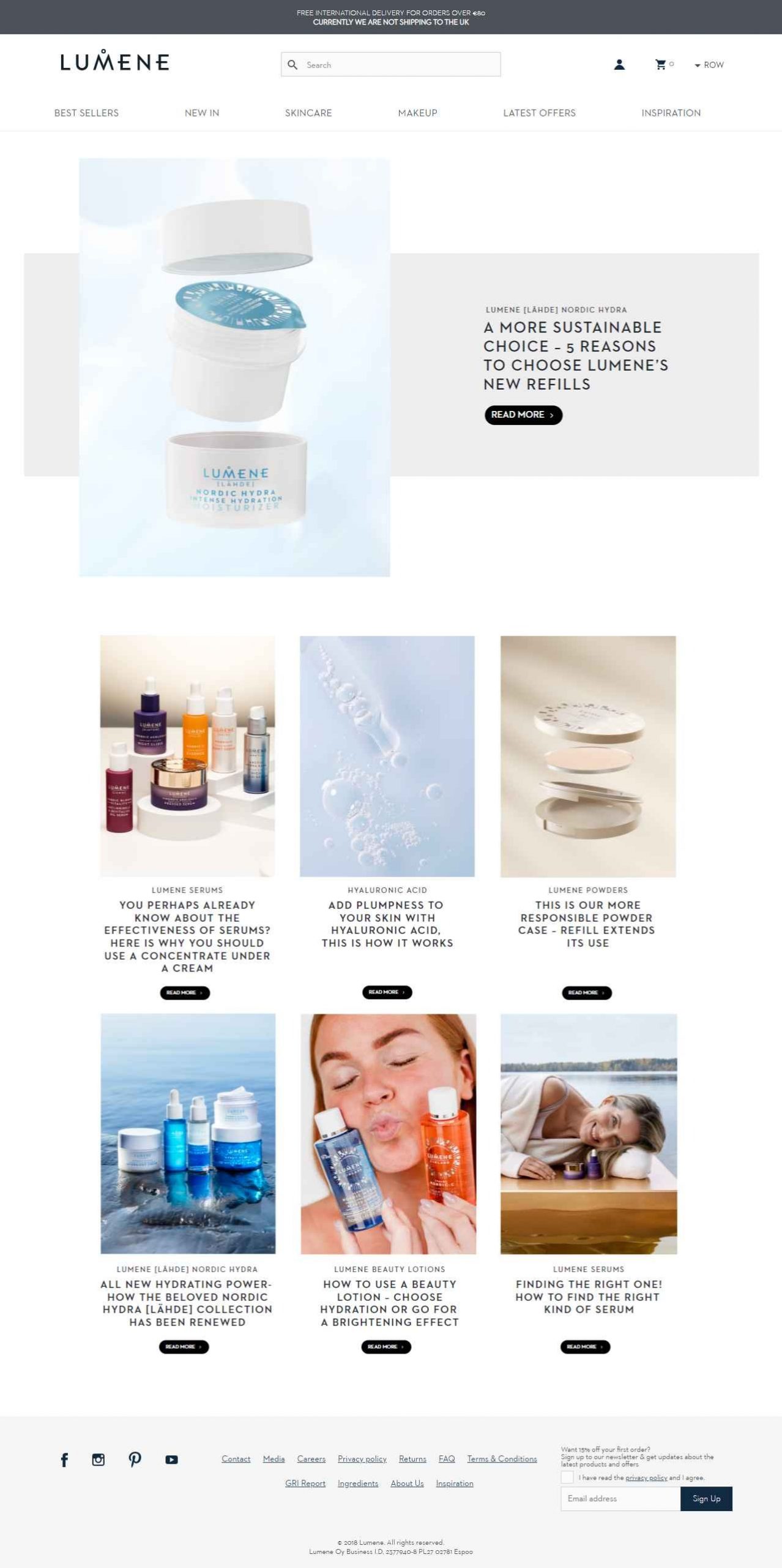 Lumene Website Design