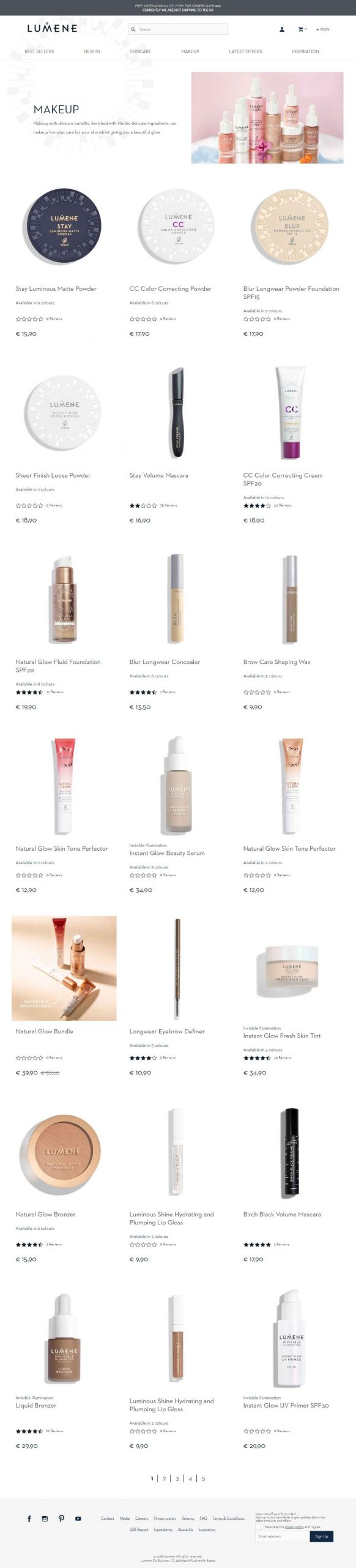 Lumene Website Design