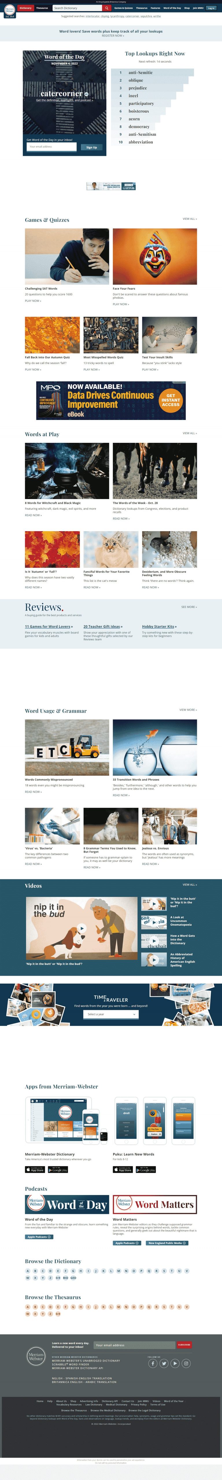 Merrium Webster website Search Engine Optimization​