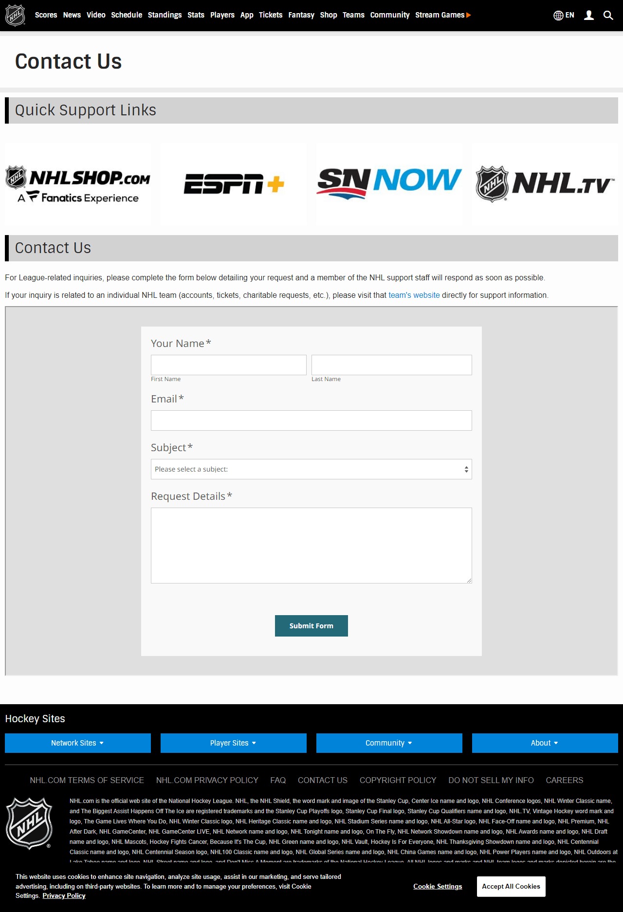 Nhl Captures Website Design​