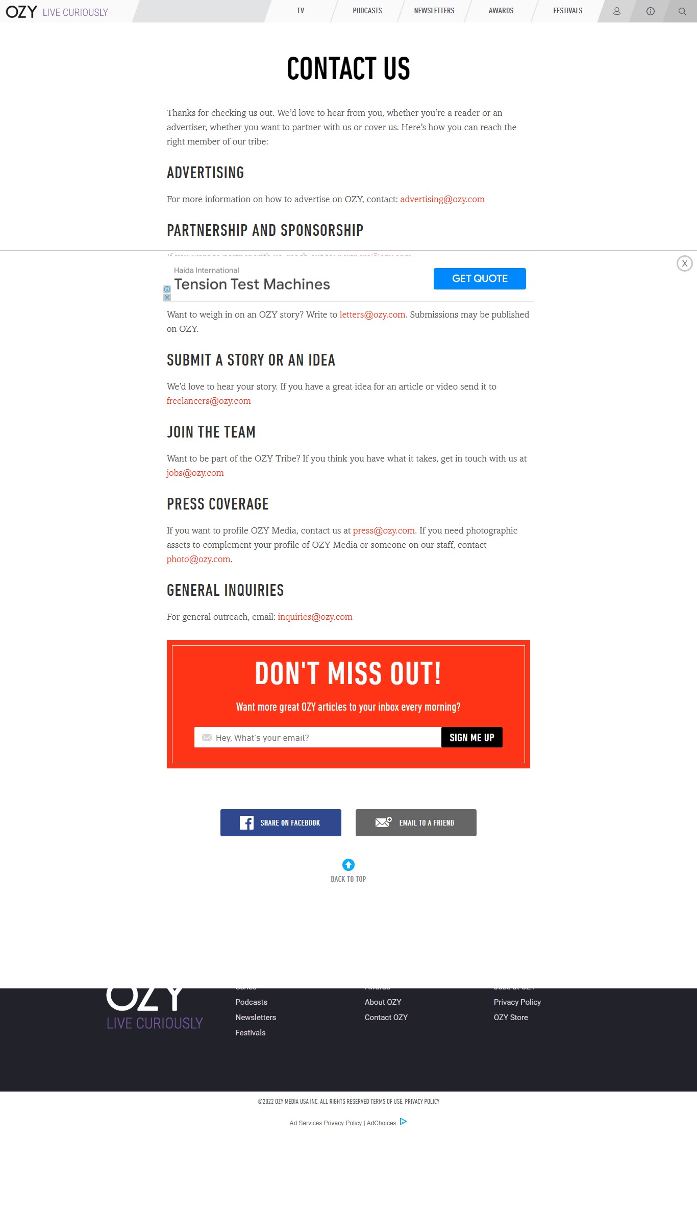 ozy Social Media Ads​