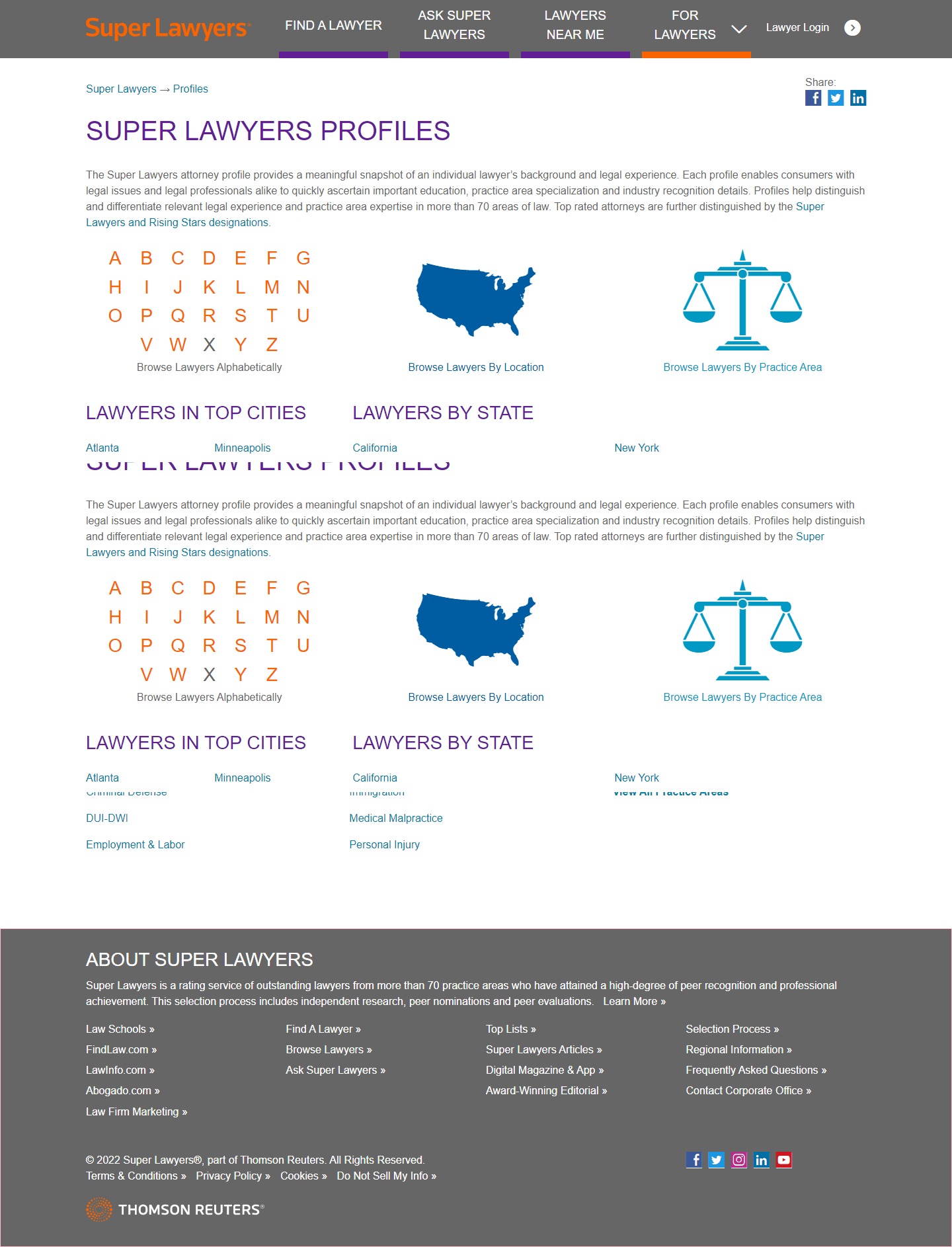 Super Lawyers website Search Engine Optimization​