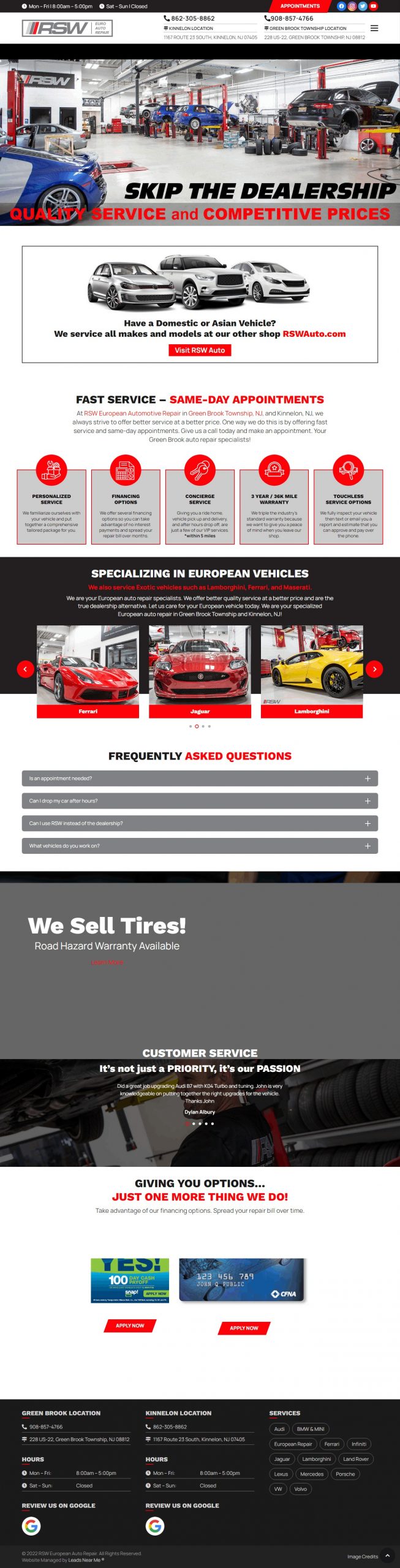 Euro Auto Repair Website Design​