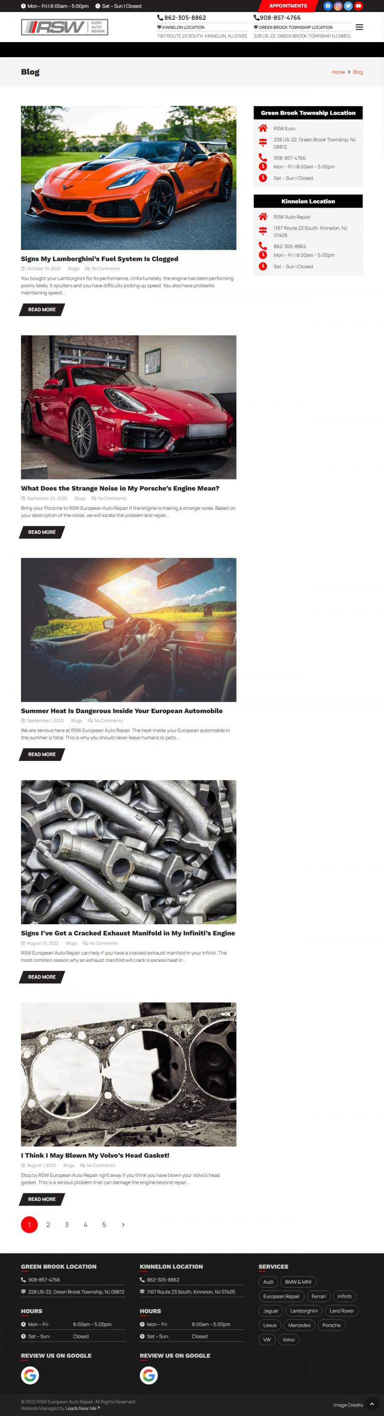 Euro Auto Repair Website Design​