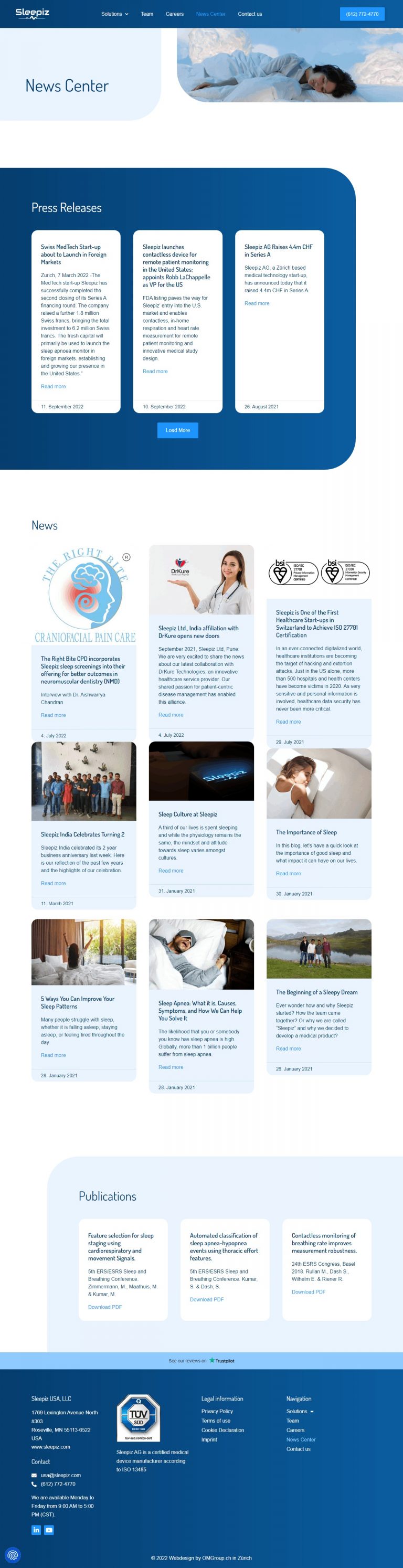 Sleepiz Website Design