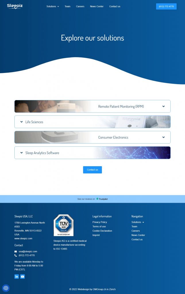 Sleepiz Website Design