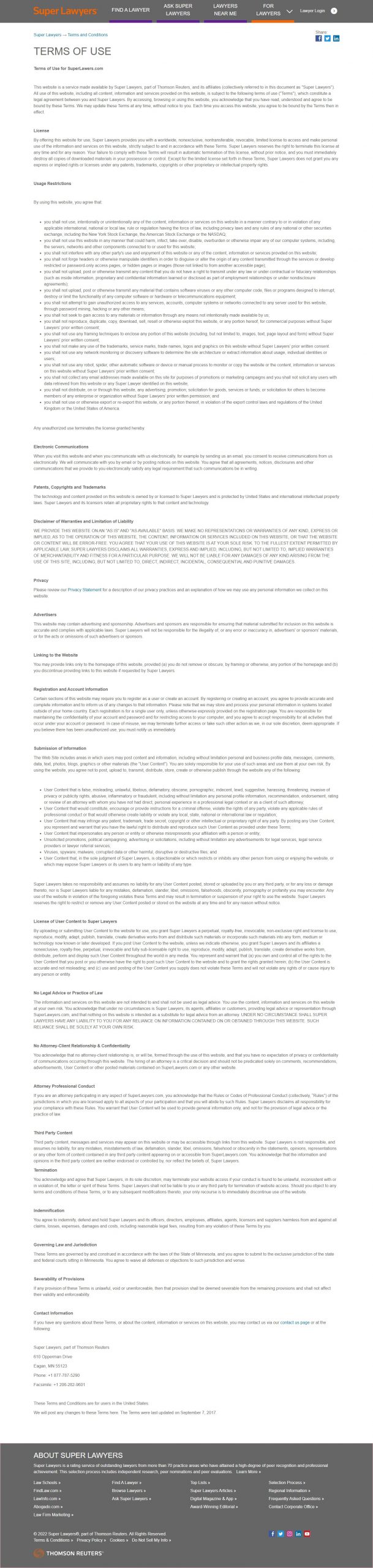 Super Lawyers website Search Engine Optimization​