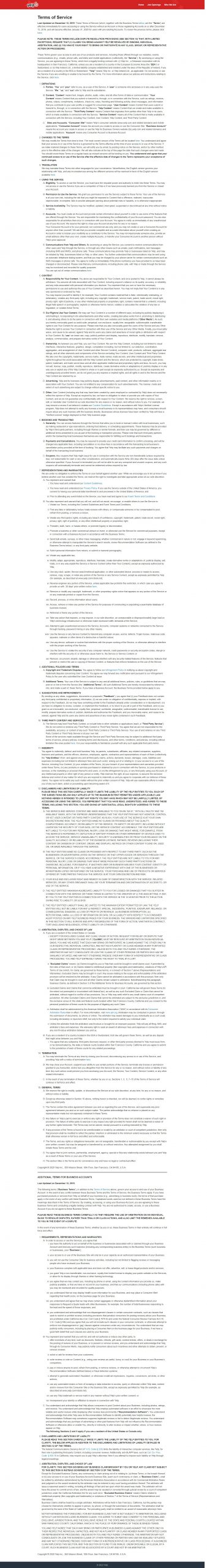 Yelp Website Development​