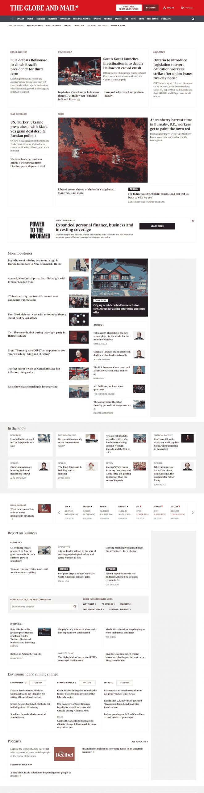 The Globe And Mail Website Copy and Content Writing​