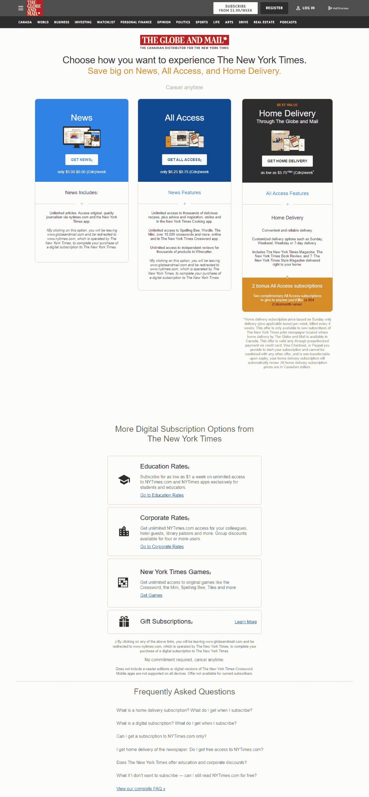 The Globe And Mail Website Copy and Content Writing​