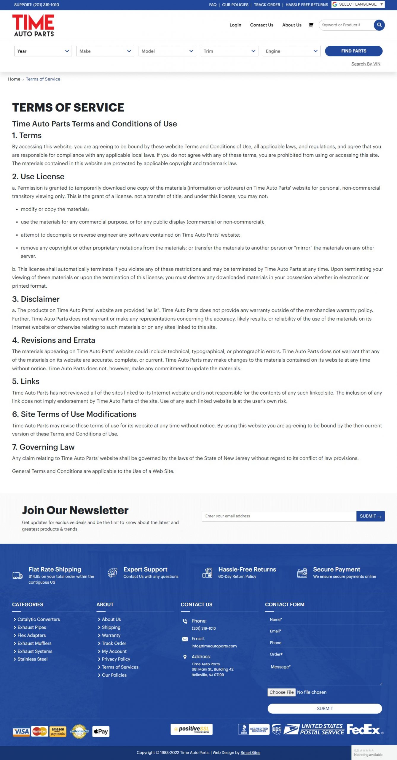 Time Auto Parts Website Development​