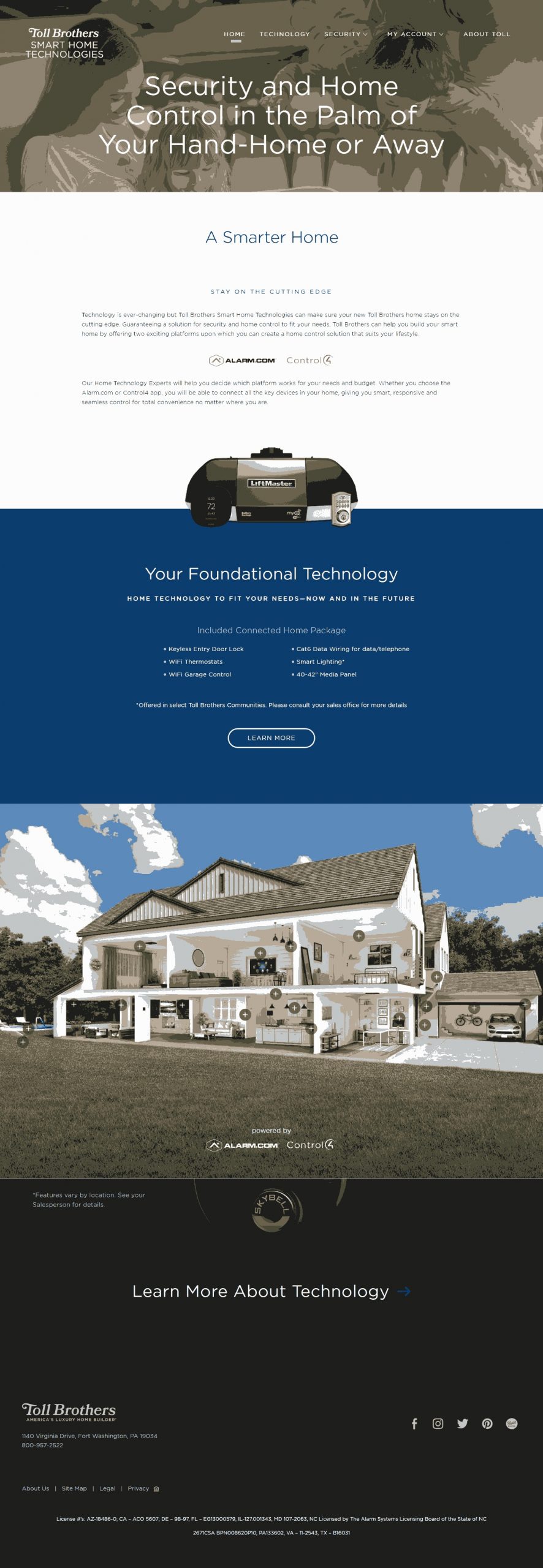 Toll Brothers Smart Home Website Copy and Content Writing​