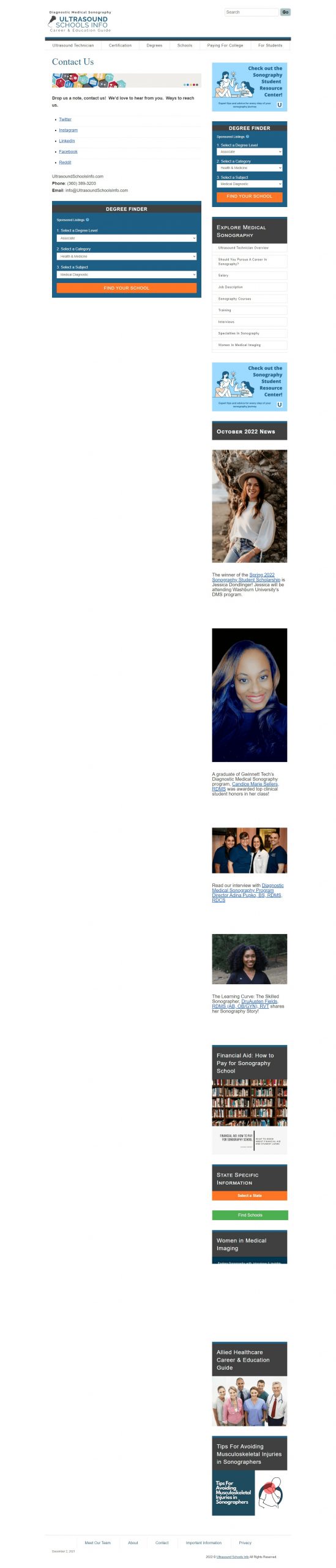 Ultra Sound Schools Info Website Development​