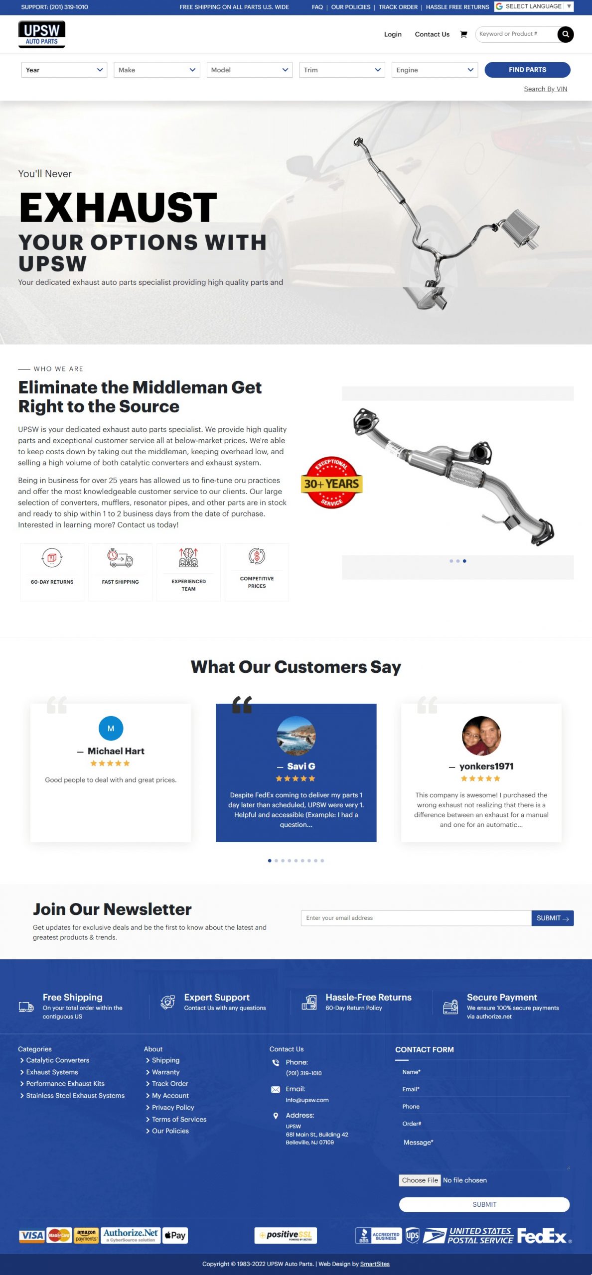 Upsw Auto Parts Website Development​