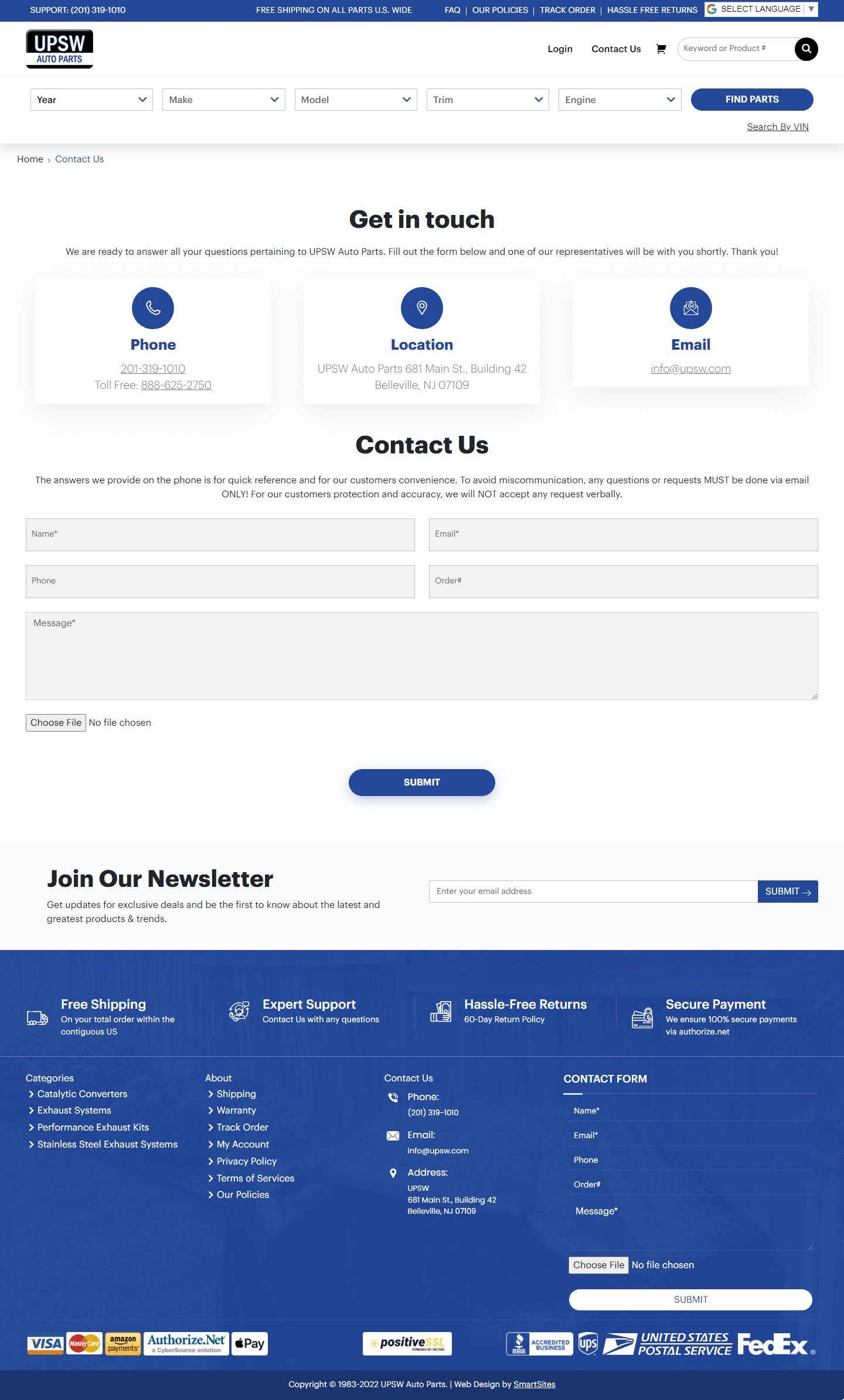 Upsw Auto Parts Website Development​