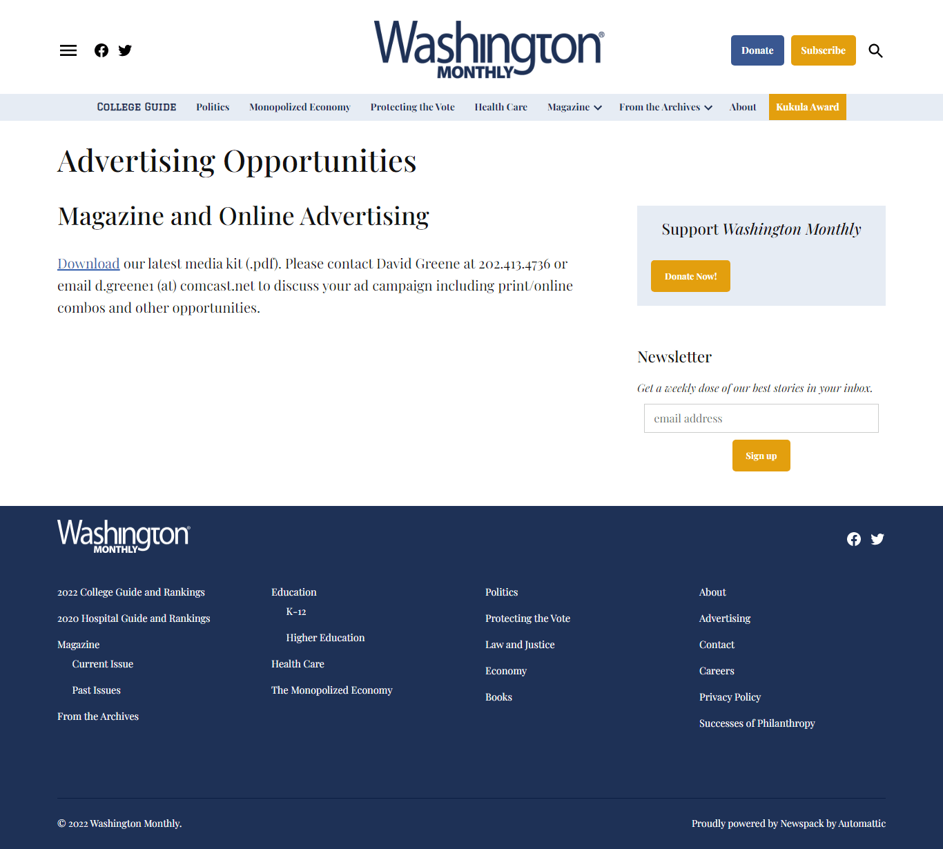 Washington Monthly Digital Markting​