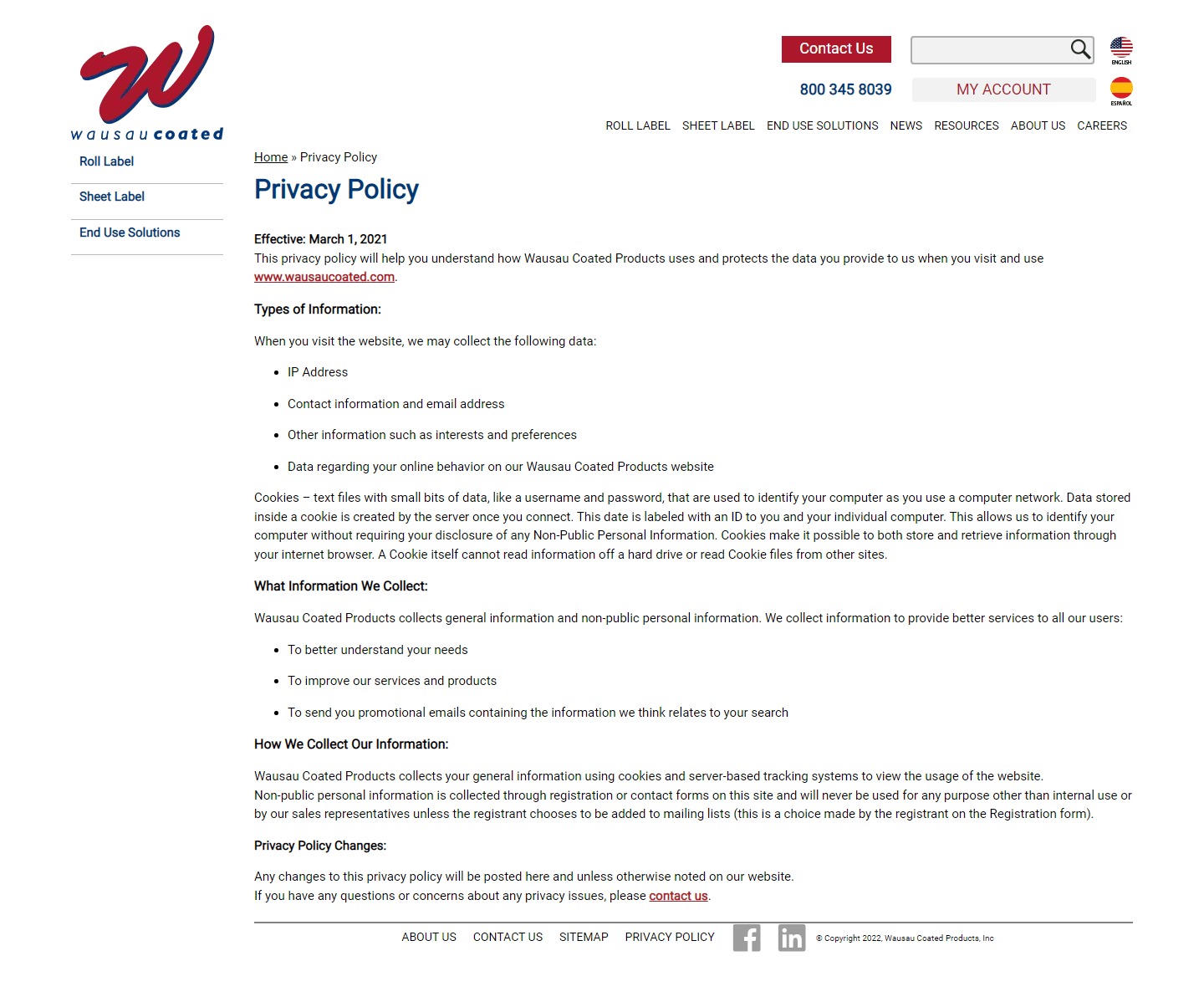 Wausau Coated website Search Engine Optimization