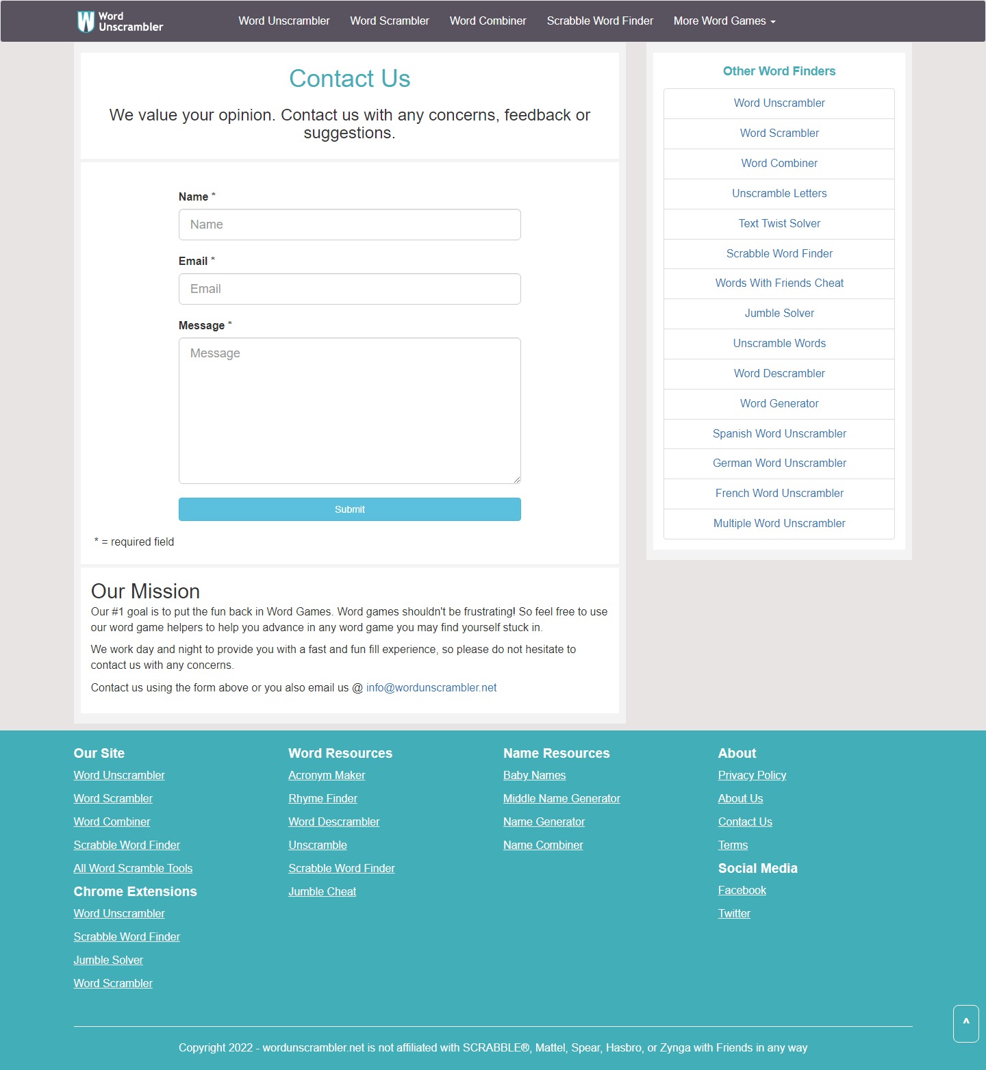 Word Unscrambler Website Development​