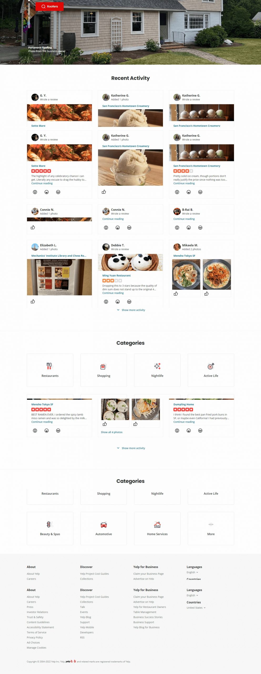 Yelp Website Development​