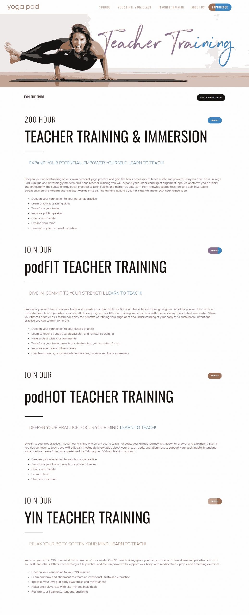 Yoga Pod Website Copy and Content Writing​