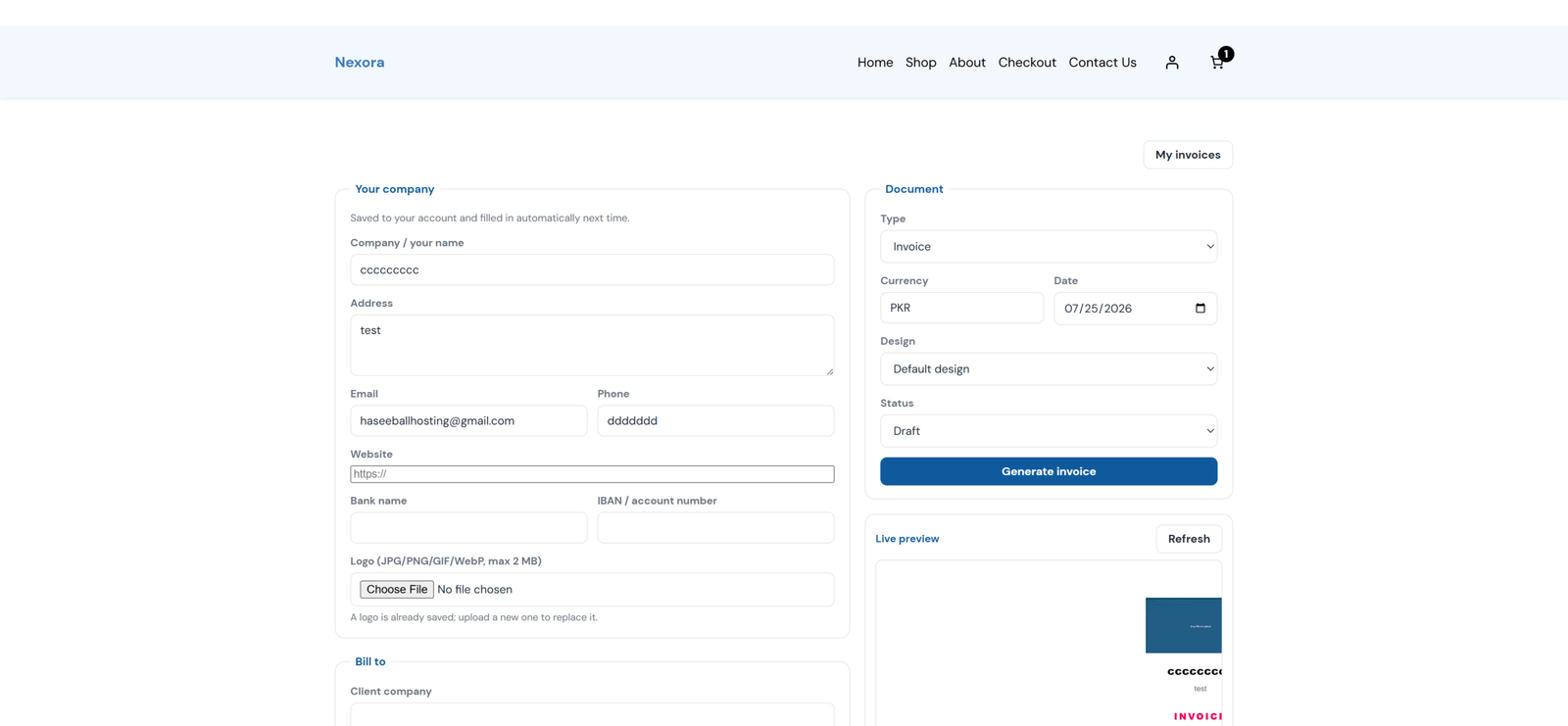 The public invoice builder