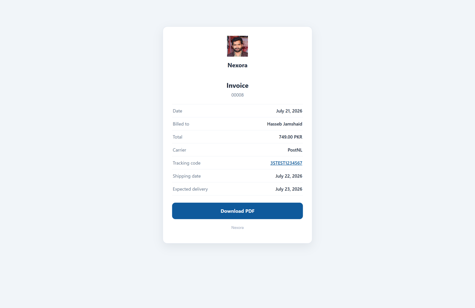 A finished invoice PDF
